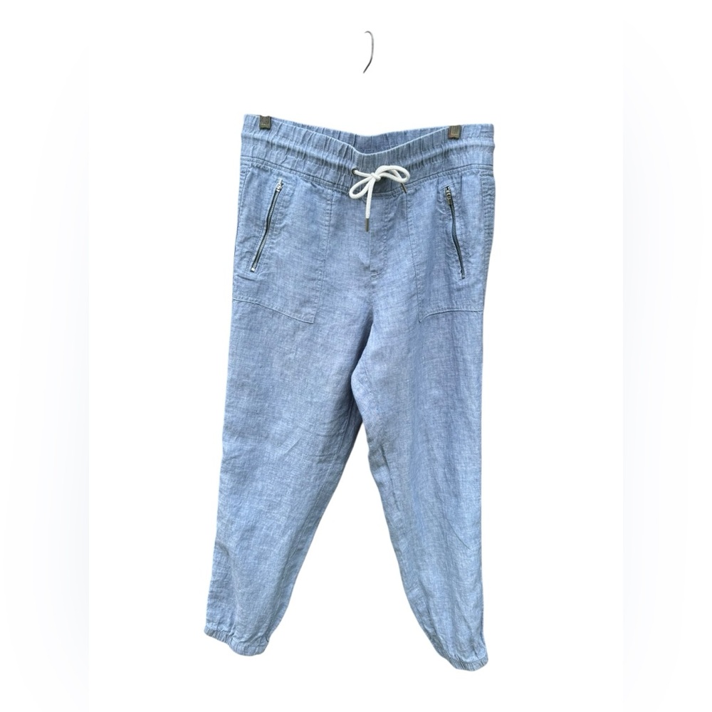 Athleta Cabo Tide Linen Jogger Pants Women’s Size 8 Blue - Picture 3 of 10